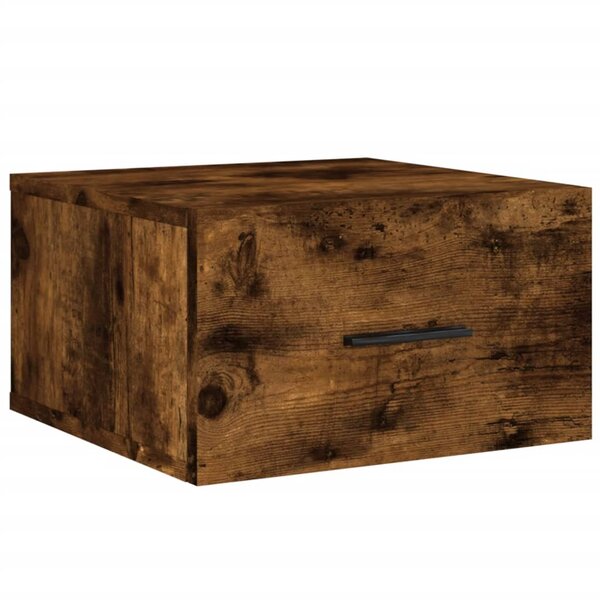 vidaXL Table de chevet murale chêne fumé 35x35x20 cm