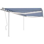 vidaXL Auvent manuel rétractable avec LED 4 5x3 5 m Bleu et blanc