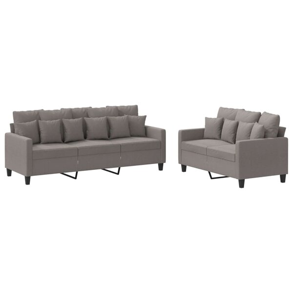 vidaXL Ensemble de canapés 2 Pièces avec coussins Taupe Tissu
