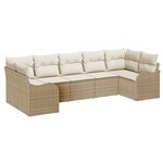Ensemble de Canapés de Jardin vidaXL 7 Pièces avec Coussins en Poly Rattan Beige