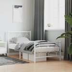 vidaXL Cadre de lit métal sans matelas avec pied de lit blanc 90x190cm