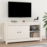 vidaXL Meuble TV Blanc 103x36 5x52 cm Bois de pin massif