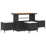 Ensemble de Canapé de Jardin 9 Pièces avec Coussins Noir Rattan Poly Acacia