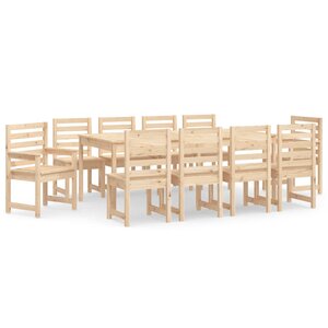 vidaXL Ensemble à dîner de jardin 11 Pièces bois massif de pin