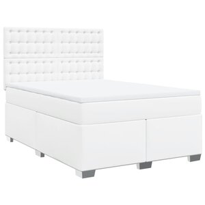 vidaXL Sommier à lattes de lit avec matelas Blanc 160x200cm Similicuir