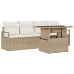 Ensemble de 5 pièces de canapé de jardin avec coussins Beige Poly Rotin