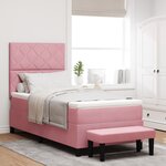 vidaXL Lit épaisseur rose avec matelas & banc 90x190 cm en velours