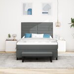 vidaXL Lit à ressort avec matelas et banc gris foncé 160x200 cm Tissu