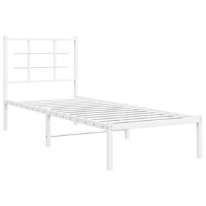 vidaXL Cadre de lit métal avec tête de lit blanc 80x200 cm