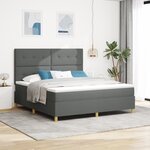vidaXL Lit Box Spring avec Matelas Gris Foncé Super King Tissu