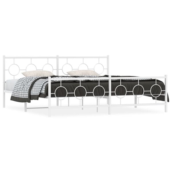 vidaXL Cadre de lit métal sans matelas et pied de lit blanc 200x200 cm