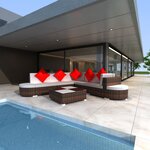 vidaXL Salon de jardin 8 Pièces avec coussins résine tressée marron