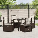 vidaXL 5 Pièces Set de Dîner de Jardin en Poly Rattan Marron