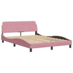 vidaXL Cadre de lit avec tête de lit Rose 140x200 cm Velours