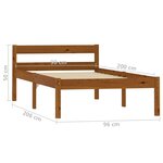 vidaXL Cadre de lit Marron miel Bois de pin massif 90 x 200 cm