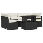 Set de Canapé Jardin vidaXL 7 pièces avec Coussins Rattan Poly Noir