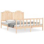 vidaXL Cadre de lit avec tête de lit 160x200 cm bois massif
