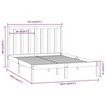 vidaXL Cadre de lit Gris Bois de pin massif 135x190 cm Double
