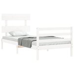 vidaXL Cadre de lit et tête de lit blanc 100x200 cm bois massif