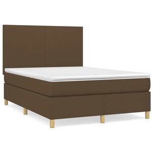 vidaXL Sommier à lattes de lit avec matelas Marron foncé 140x190 cm