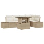 vidaXL Ensemble de Canapé de Jardin de 6 pièces avec Coussins Beige en Poly Rattan