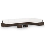 vidaXL Salon de jardin 8 Pièces avec coussins Marron Résine tressée