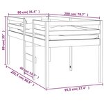 vidaXL Lit haut Blanc 90x200 cm Bois de pin massif