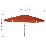 Parasol de jardin vidaXL ø395x245 cm Terracotta