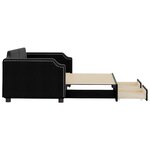 vidaXL Lit de jour avec gigogne et tiroirs sans matelas noir 90x200 cm