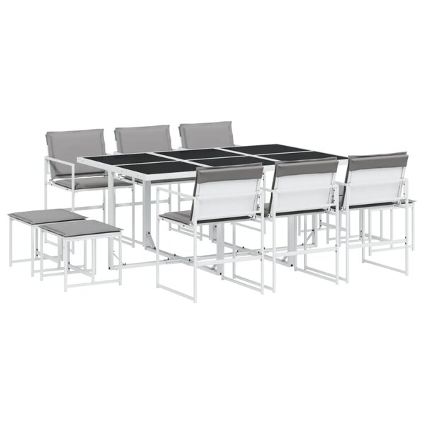 vidaXL Ensemble à manger de jardin avec coussins 11Pièces blanc textilène