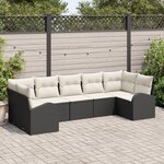 vidaXL Ensemble de canapé de jardin 7 pièces avec coussins en poly rattan noir