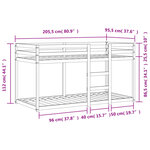 vidaXL Lit superposé sans matelas noir 90x200 cm bois de pin massif