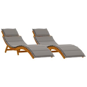 Chaises longues vidaXL avec coussins (2 Pièces) - Gris foncé  en bois d'acacia massif