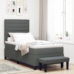 vidaXL Lit avec Sommier et Matelas & Banquette Gris Foncé 90x200 cm Tissu
