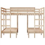 vidaXL Lit superposé triple 140x200/70x140 cm bois de pin massif