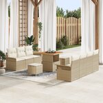 Ensemble de canapé de jardin vidaXL 10 pièces avec coussins Beige Poly Rotin Acacia