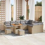 Ensemble de Canapés de Jardin de 12 Pièces vidaXL avec Coussins Beige en Poly Rotin Acacia