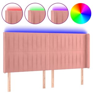 vidaXL Tête de lit à LED Rose 183x16x118/128 cm Velours