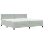 Lit Box Spring avec Matelas Gris Clair 200x200 cm Velours