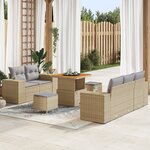 Ensemble de Canapés de Jardin 8 Pièces avec Coussins Beige rattan synthétique acacia