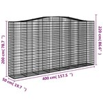 vidaXL Paniers à gabions arqués 9 Pièces 400x50x200/220 cm Fer galvanisé