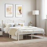vidaXL Cadre de lit métal sans matelas et tête de lit blanc 140x200 cm
