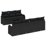 Canapé de Jardin 8 Pièces avec Coussins Rattan Poly Noir