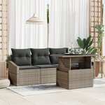 vidaXL Ensemble de canapés de jardin 5 pièces avec coussins gris en poly rattan