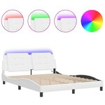 vidaXL Cadre de lit avec LED sans matelas blanc 160x200 cm