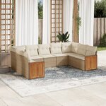 vidaXL Salon de jardin 9 Pièces avec coussins gris résine tressée