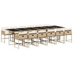 vidaXL Ensemble à manger de jardin et coussins 13 Pièces beige