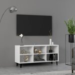 vidaXL Meuble TV avec pieds en métal Blanc 103 5x30x50 cm