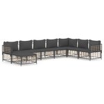 vidaXL Salon de jardin 8 Pièces avec coussins anthracite résine tressée