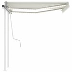vidaXL Auvent manuel rétractable avec LED 3 5x2 5 m Crème